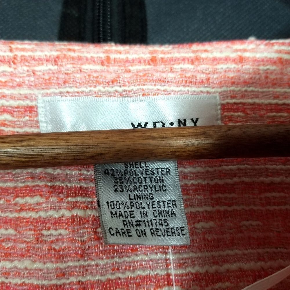 WD.NY Coral White Long Sleeve Tweed Open Front Jacket - Picture 7 of 8